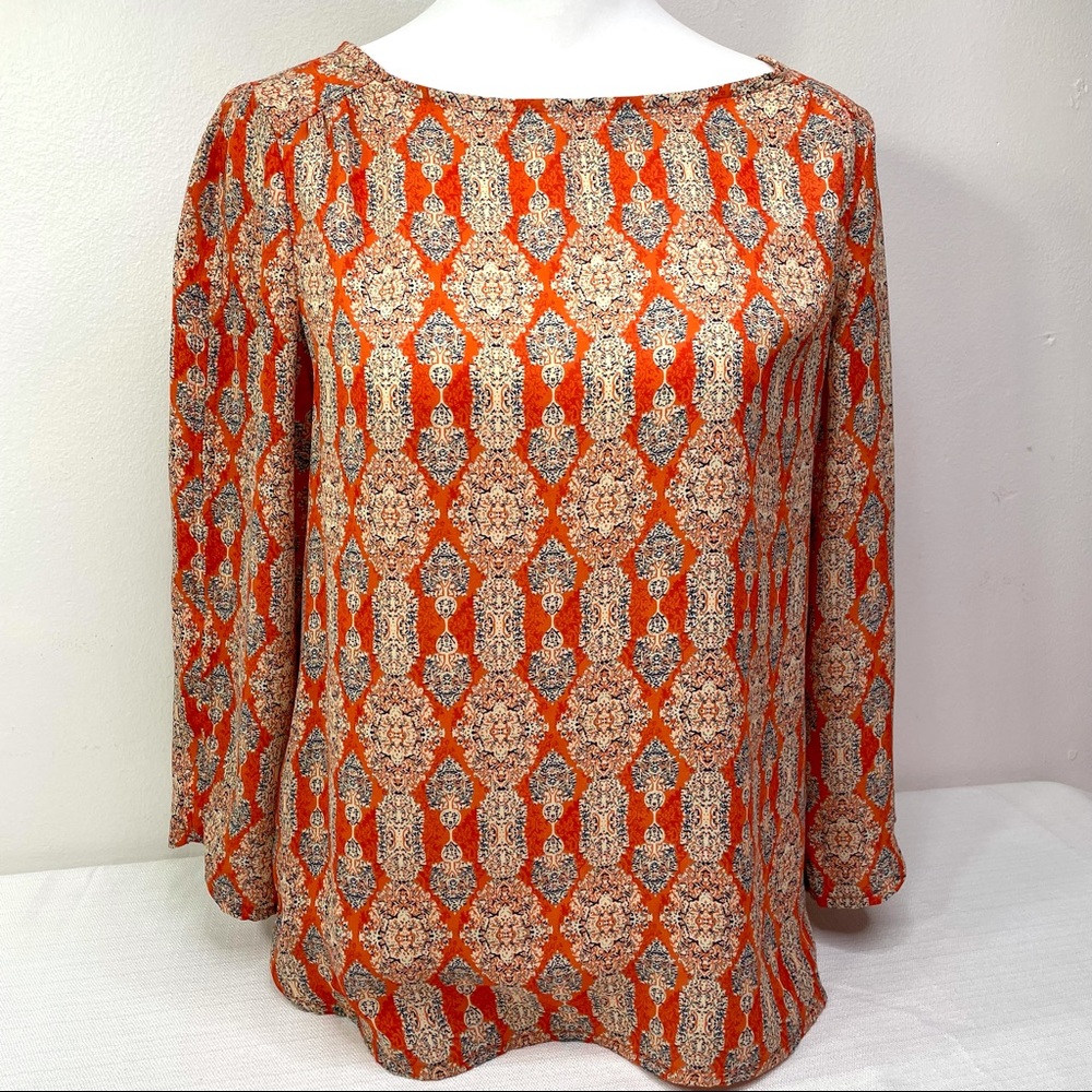 The Limited Bohemian Colorful Blouse Extra Small Orange Tan Blue